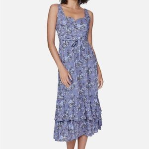 PAIGE
Michelada Floral Sweetheart Midi Dress with Belted Waist